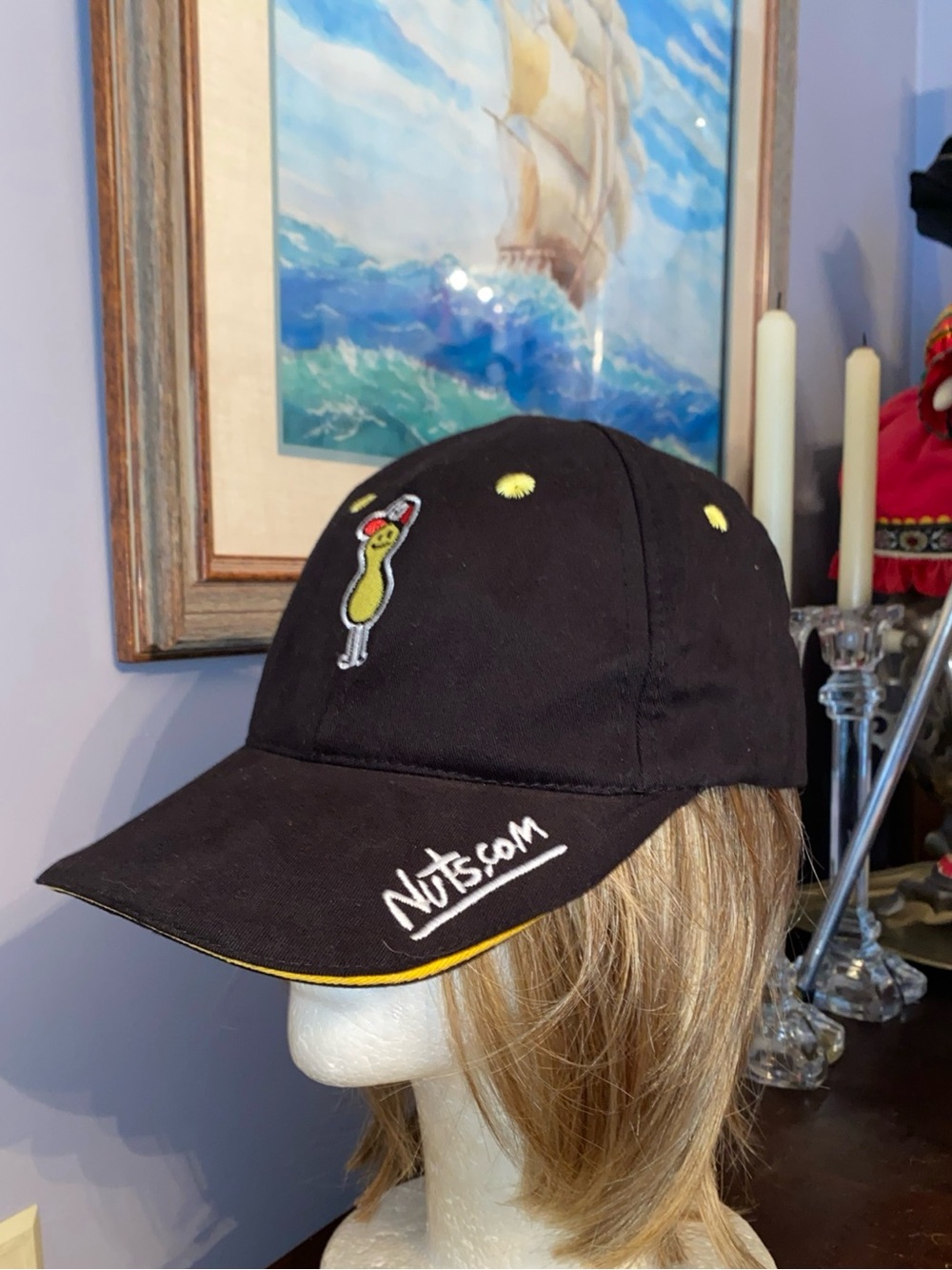 Nuts.com Adjustable Cap Hat Black Nuts Peanut N Strapback Yellow Adult Fun Humor